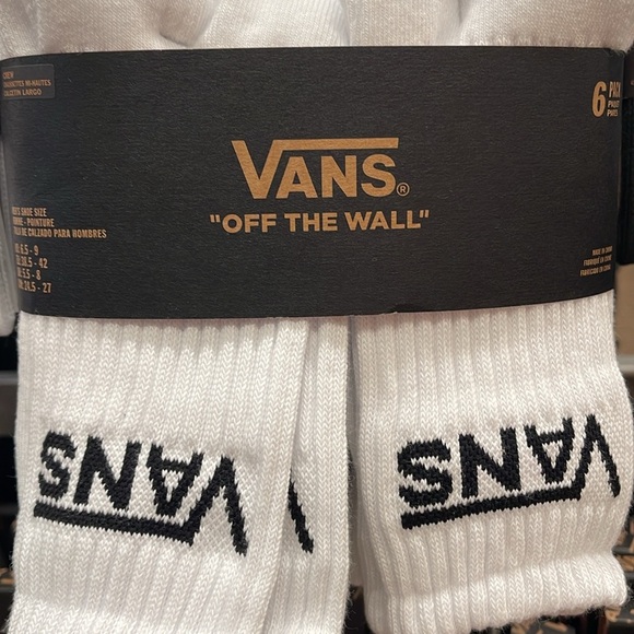 Vans Socks 6 pairs set CREW VANS.
"OFF THE WALL" White/Black 
NWT - Picture 4 of 16